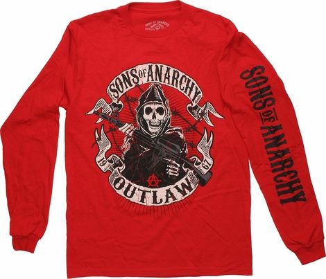 Sons of Anarchy Outlaw Red Long Sleeve T Shirt