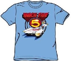 Speed Racer T-shirt Cartoon Mach Five Carolina Blue Adult Tee Shirt