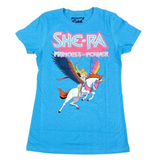 He-Man She-Ra & Swiftwind Princess of Power Teal Juniors T-Shirt
