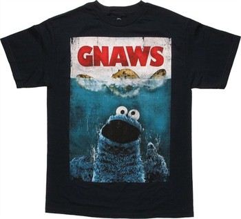 Sesame Street Cookie Monster Gnaws Movie Poster Remix T-Shirt