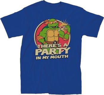 Teenage Mutant Ninja Turtles There's A Party Adult Royal Blue T-Shirt