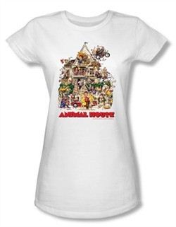 Animal House Juniors T-shirt Movie Poster Art White Tee Shirt
