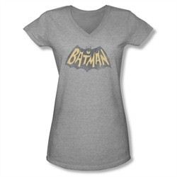 Classic Batman Shirt Juniors V Neck Show Logo Athletic Heather T-Shirt