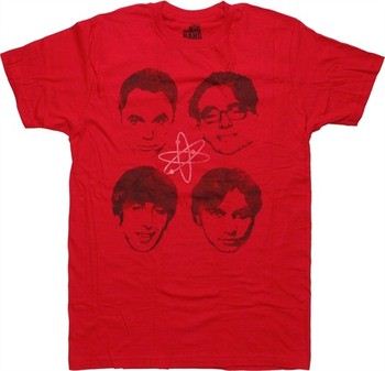 Big Bang Theory Four Heads Red Jack of All Trades T-Shirt Sheer