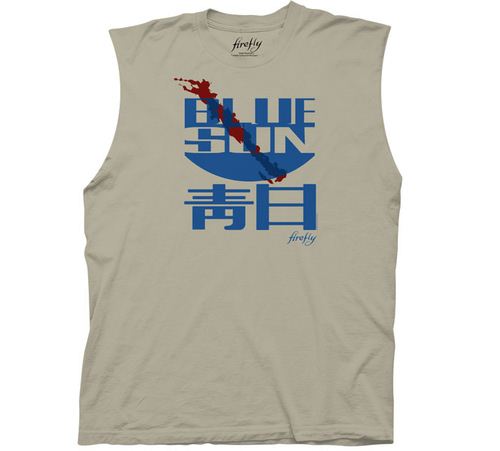 Serenity Firefly Blue Sun Qing Ri Fake Blood Sleeveless Dark Beige Tank Top Shirt