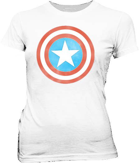 Captain America Distressed Icon White Juniors T-shirt