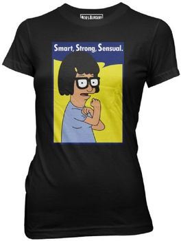 Bob's Burgers Smart Strong Sensual Tina Juniors Black T-Shirt