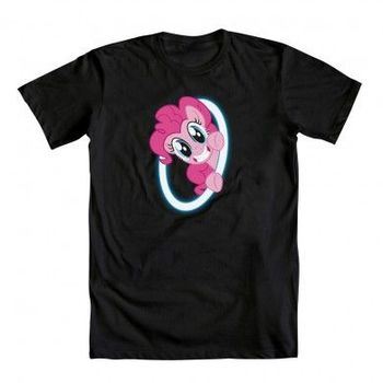 My Little Pony Pinkie Pie Portals Peek A Boo Adult Black T-Shirt