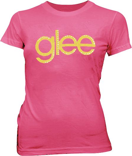 Glee Logo Rhinestones Hot Pink Juniors T-shirt