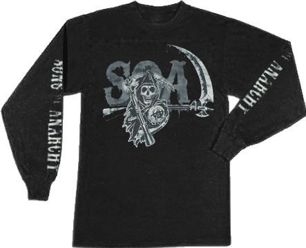 Sons of Anarchy Layered SOA Long Sleeve Black Adult T-shirt