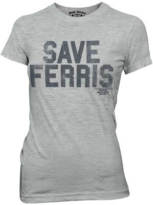 Ferris Bueller's Day Off Save Ferris Distressed Heather Gray Juniors T-shirt