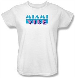 Miami Vice Ladies T-shirt Logo Classic White Tee Shirt