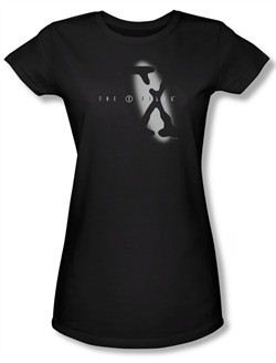 X-Files Shirt Juniors Spotlight Logo Black Tee T-Shirt