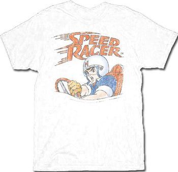 Speed Racer Distressed Speed White Adult T-Shirt