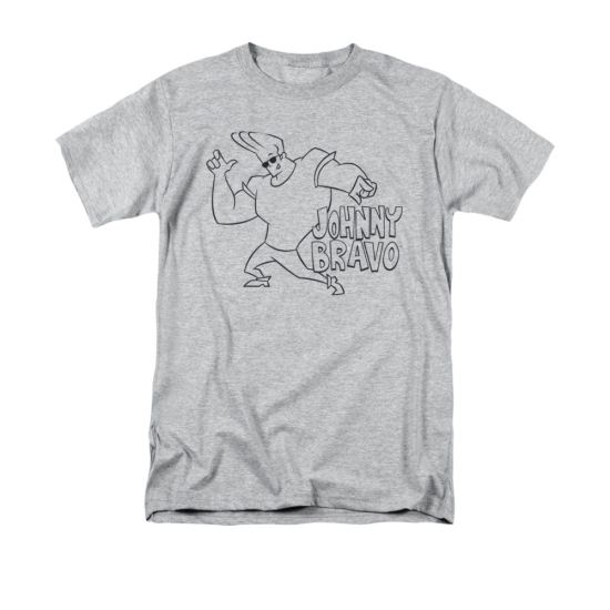 Johnny Bravo Shirt JB Line Art Adult Athletic Heather Tee T-Shirt