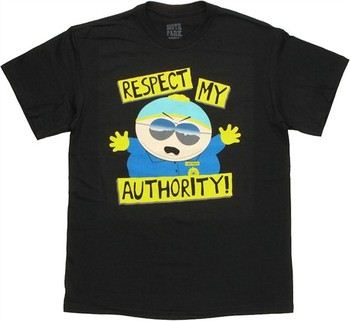 South Park Cartman Respect My Authority Yellow Banners T-Shirt