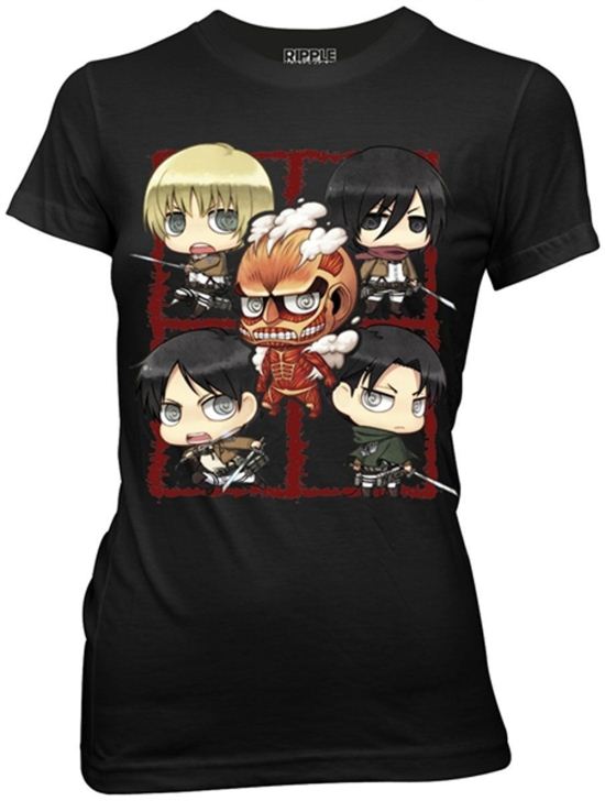 Attack On Titans Juniors Shirt Character Montage Black Tee T-Shirt