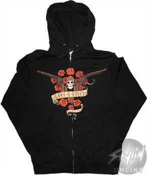 Guns 'n' Roses Wreath Pistols Full Zipper Hooded Sweatshirt