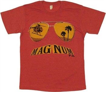 Magnum P.I. Logo in Mustache T-Shirt Sheer