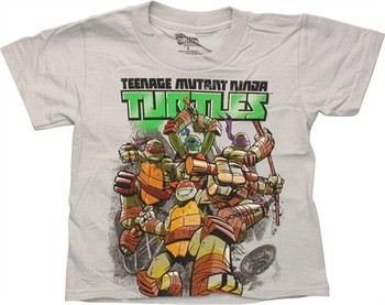 Teenage Mutant Ninja Turtles Armed Group Attack Juvenile T-Shirt