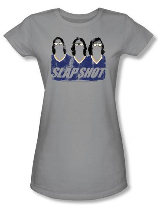Slap Shot Juniors T-shirt Hockey Movie Brothers Silver Tee Shirt