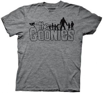 The Goonies Retro Movie Outline Logo Ash Grey Mens T-shirt