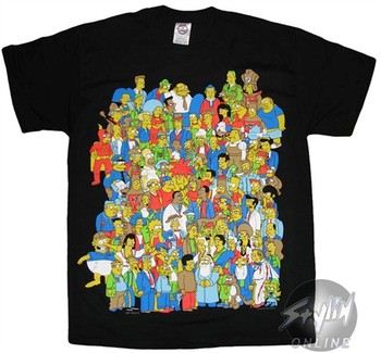 Simpsons Full Group Black T-Shirt