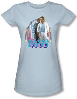 Miami Vice Juniors T-shirt Miami Heat Light Blue Tee Shirt