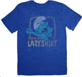 Junk Food Smurfs Lazy Yawning Liberty Blue Adult T-shirt