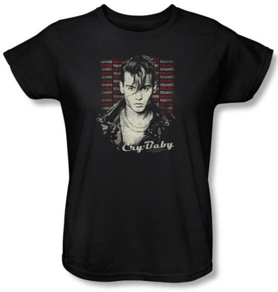 Cry Baby Ladies T-shirt Movie Drapes & Squares Black Tee Shirt