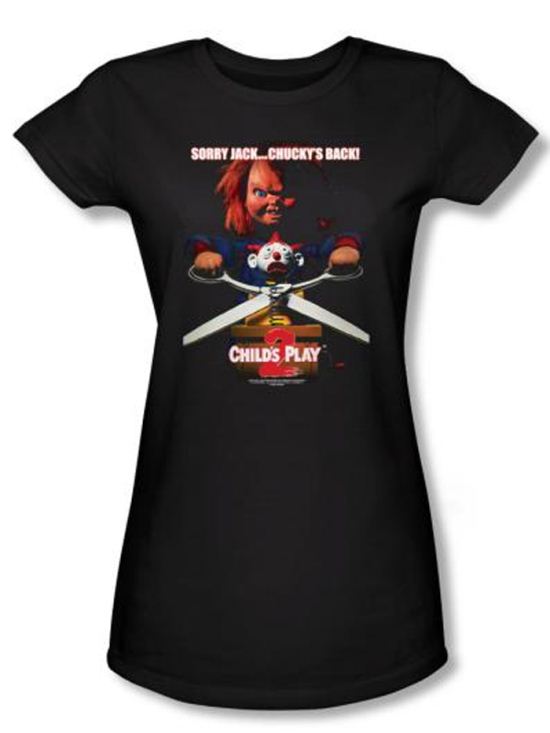 Child's Play 2 Juniors T-shirt Movie Chucky's Back Black Tee Shirt