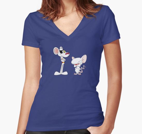 Danger Mouse & The Brain Women's Fitted V-Neck T-Shirt by Printorium T-Shirt