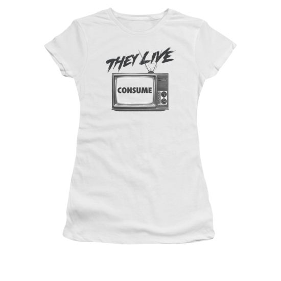 They Live Shirt Juniors Consume White Tee T-Shirt