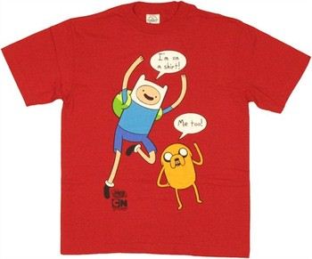 Adventure Time Finn Jake I'm On a Shirt Me Too Speech Bubbles Red Youth T-Shirt