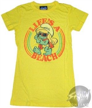 Smurfs Smurfette Lifes A Beach Baby Doll Tee by JUNK FOOD