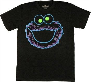 Sesame Street Neon Cookie Monster Face T-Shirt Sheer