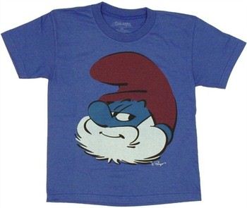 Smurfs Papa Smurf Head Juvenile T-Shirt