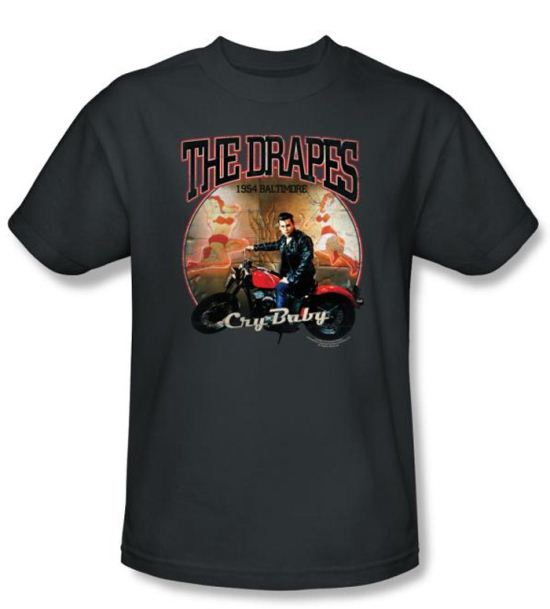 Cry Baby T-shirt Movie The Drapes Adult Charcoal Tee Shirt