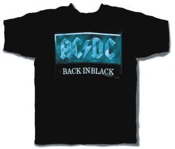 AC/DC Back in Black Blue Logo Black Adult T-Shirt