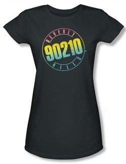 Beverly Hills 90210 Juniors T-shirt Color Blend Logo Charcoal Shirt
