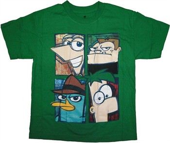 Phineas and Ferb Drawn Character Boxes Youth T-Shirt