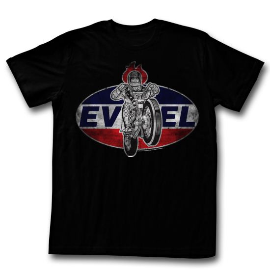 Evel Knievel Shirt Wheelie Black T-Shirt
