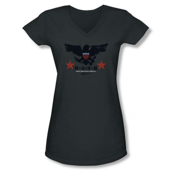Mash Shirt Juniors V Neck Eagle Logo Charcoal T-Shirt