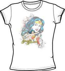 Wonder Woman Juniors T-shirt - Wonder Scroll White Tee