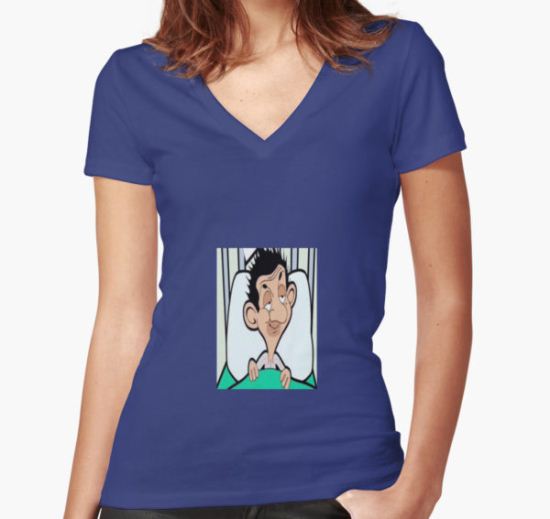 mr bean Women's Fitted V-Neck T-Shirt by jokosetiaputra T-Shirt