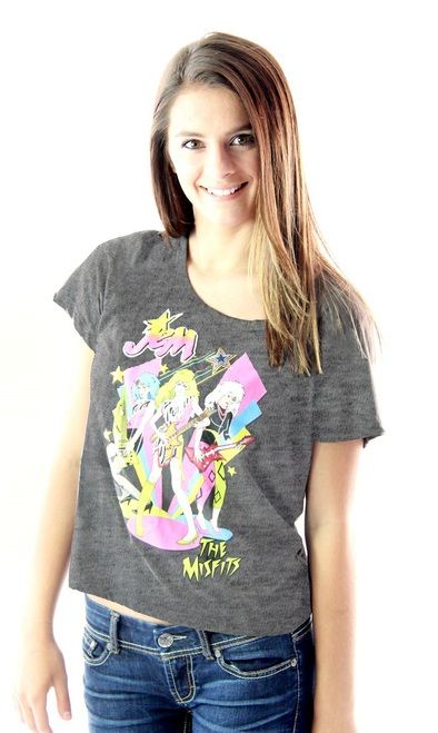 Jem and the Holograms The Misfits Playing Retro Juniors Charcoal T-Shirt