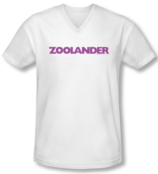 Zoolander Shirt Slim Fit V Neck Logo White Tee T-Shirt