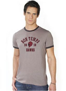 True Blood Bon Temps Football Ash Gray With Ringers Adult T-shirt