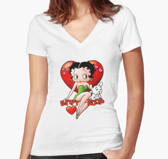 Betty Boop #5 Women's Fitted V-Neck T-Shirt by luvclandesign T-Shirt