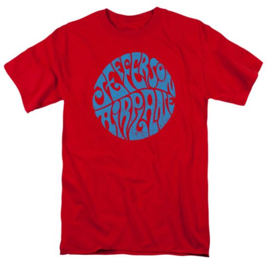 Jefferson Airplane Shirt Round Logo Adult Red Tee T-Shirt